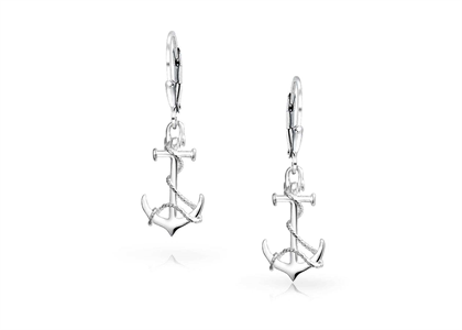 Boat Anchor Leverback Dangle Earrings